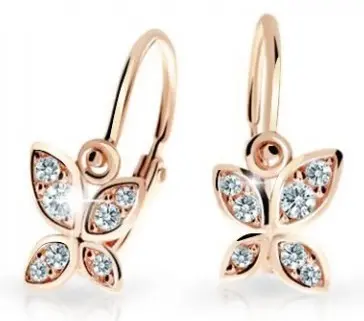 Cutie Jewellery Dětské náušnice z růžového zlata Motýlci C2259-10-X-4 bílá