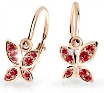 Cutie Jewellery Dětské náušnice z růžového zlata Motýlci C2259-10-X-4 červená