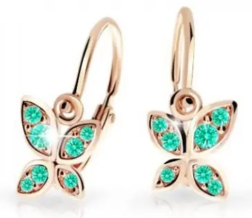 Cutie Jewellery Dětské náušnice z růžového zlata Motýlci C2259-10-X-4 světle zelená