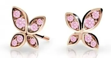 Cutie Jewellery Dětské náušnice z růžového zlata Motýlci C2259-30-X-4 růžová