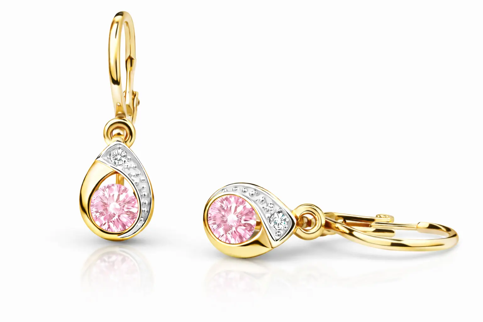 Cutie Jewellery Dětské náušnice ze žlutého zlata C1898-10-X-1 růžová