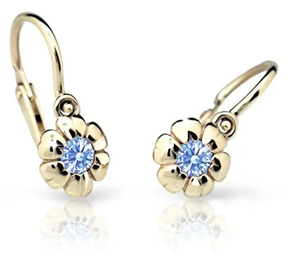 Cutie Jewellery Dětské náušnice ze žlutého zlata C2151-10-X-1 světle modrá