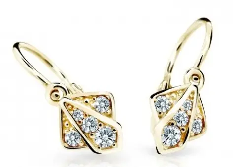 Cutie Jewellery Dětské náušnice ze žlutého zlata C2241-10-X-1 bílá