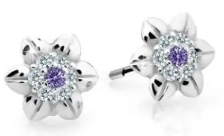 Cutie Jewellery Krásné dětské náušnice z bílého zlata C2202-30-X-2 fialová