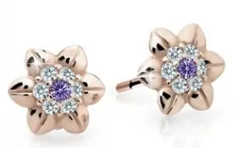 Cutie Jewellery Krásné dětské náušnice z růžového zlata C2202-30-X-4 fialová