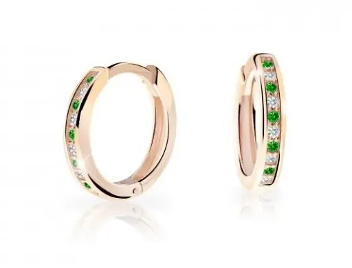 Cutie Jewellery Nadčasové kruhové náušnice z růžového zlata C3343-80-X-4 zelená