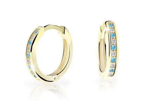 Cutie Jewellery Nadčasové kruhové náušnice ze žlutého zlata C3343-80-X-1 světle modrá