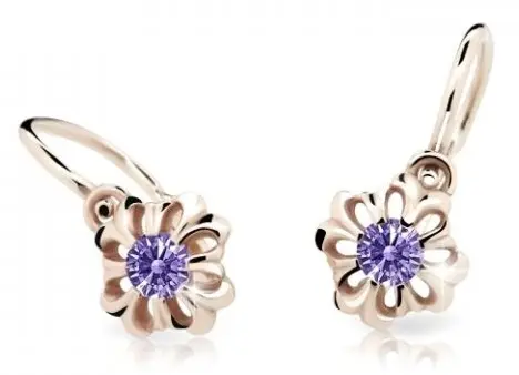 Cutie Jewellery Něžné dětské náušnice z růžového zlata C2208-10-X-4 fialová