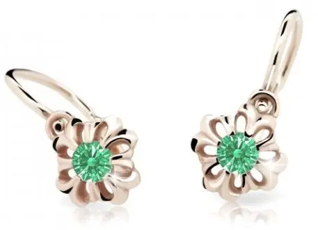 Cutie Jewellery Něžné dětské náušnice z růžového zlata C2208-10-X-4 zelená