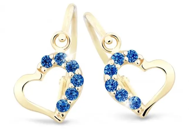 Cutie Jewellery Něžné dětské náušnice ze žlutého zlata C2757-10-X-1 modrá