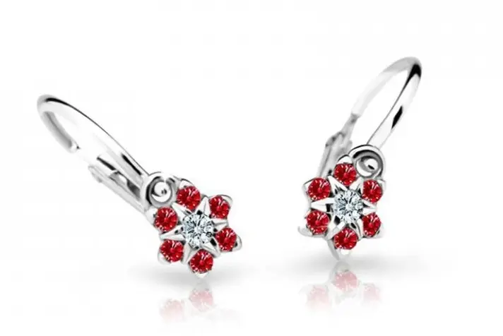 Cutie Jewellery Půvabné dětské náušnice z bílého zlata C2152-10-X-2 červená