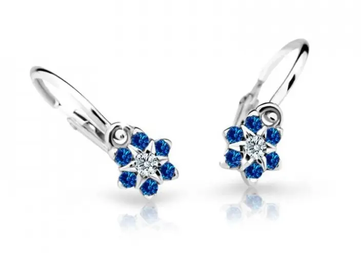 Cutie Jewellery Půvabné dětské náušnice z bílého zlata C2152-10-X-2 modrá