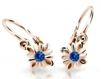 Cutie Jewellery Půvabné dětské náušnice z růžového zlata C2261-10-X-4 modrá