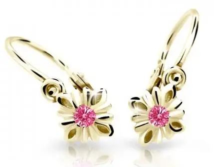 Cutie Jewellery Půvabné dětské náušnice ze žlutého zlata C2261-10-X-1 fuchsiová