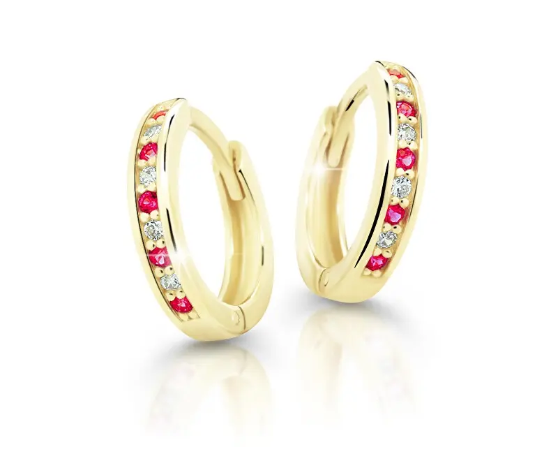 Cutie Jewellery Půvabné kruhové náušnice ze žlutého zlata C3342-80-X-1 červená
