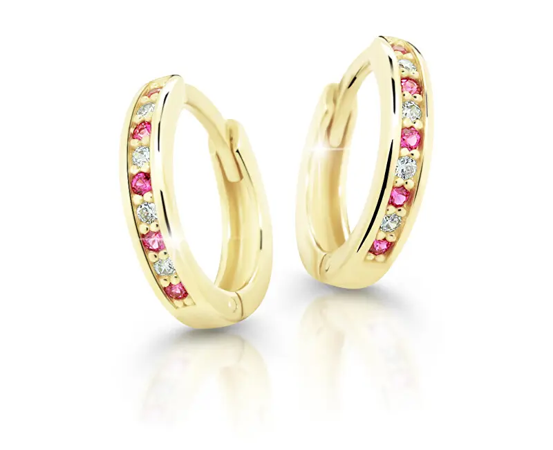 Cutie Jewellery Půvabné kruhové náušnice ze žlutého zlata C3342-80-X-1 fuchsiová
