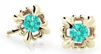 Cutie Jewellery Roztomilé dětské náušnice ze žlutého zlata C2212-30-X-1 světle zelená