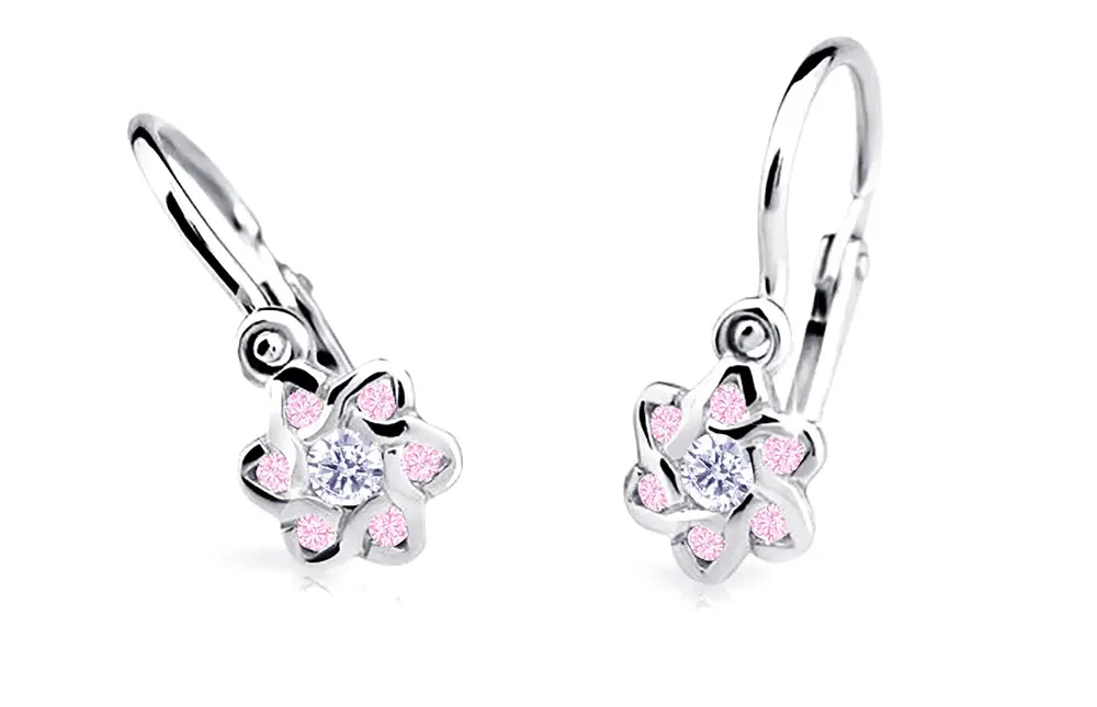 Cutie Jewellery Slušivé dětské náušnice z bílého zlata C2149-10-X-2 růžová