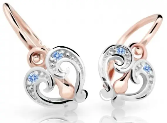 Cutie Jewellery Slušivé dětské náušnice z růžového zlata C2211-10-X-4 světle modrá