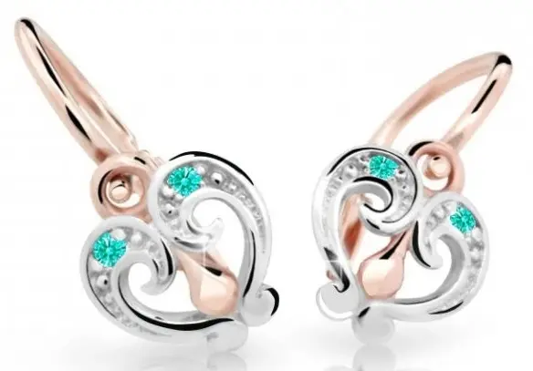 Cutie Jewellery Slušivé dětské náušnice z růžového zlata C2211-10-X-4 světle zelená