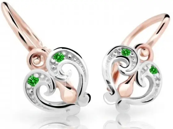 Cutie Jewellery Slušivé dětské náušnice z růžového zlata C2211-10-X-4 zelená