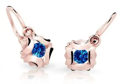 Cutie Jewellery Slušivé dětské náušnice z růžového zlata C2216-10-X-4 modrá