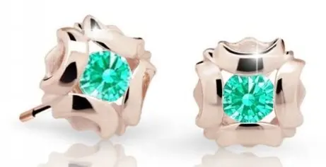 Cutie Jewellery Slušivé dětské náušnice z růžového zlata C2216-30-X-4 světle zelená