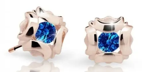 Cutie Jewellery Slušivé dětské náušnice z růžového zlata C2216-30-X-4 modrá