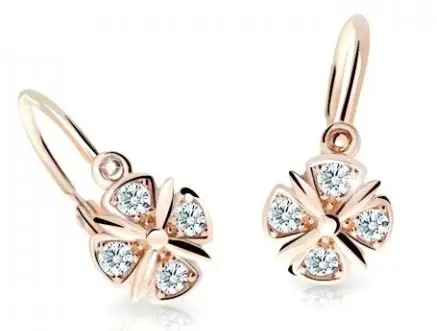 Cutie Jewellery Slušivé dětské náušnice z růžového zlata C2245-10-X-4 bílá
