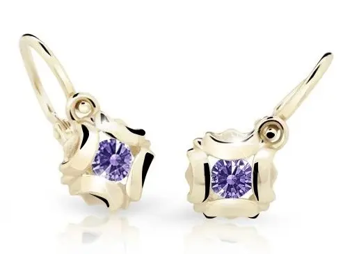 Cutie Jewellery Slušivé dětské náušnice ze žlutého zlata C2216-10-X-1 fialová