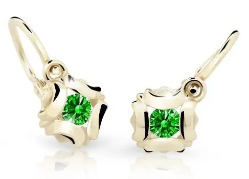 Cutie Jewellery Slušivé dětské náušnice ze žlutého zlata C2216-10-X-1 zelená