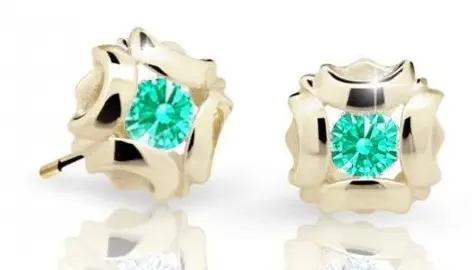 Cutie Jewellery Slušivé dětské náušnice ze žlutého zlata C2216-30-X-1 světle zelená