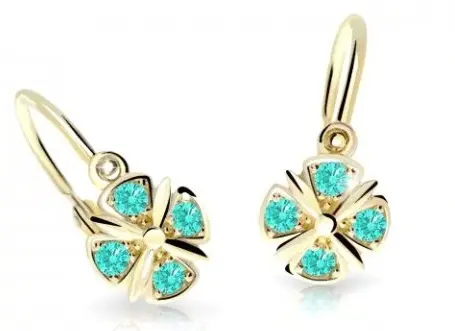 Cutie Jewellery Slušivé dětské náušnice ze žlutého zlata C2245-10-X-1 světle zelená