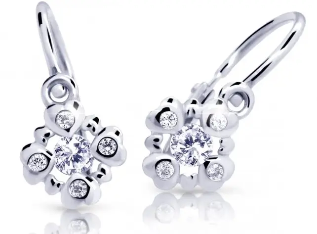 Cutie Jewellery Třpytivé dětské náušnice z bílého zlata C2253-10-X-2 bílá