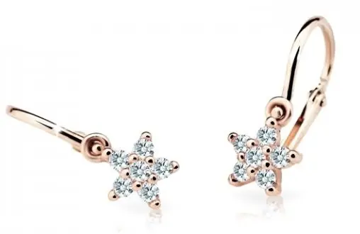 Cutie Jewellery Třpytivé dětské náušnice z růžového zlata C2118-10-X-4 bílá
