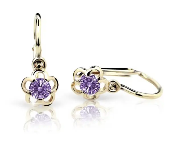 Cutie Jewellery Zlaté dětské náušnice C1945-10-X-1 fialová