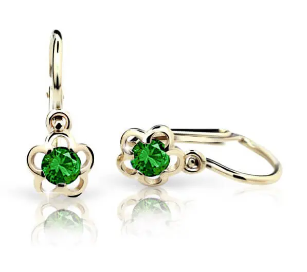 Cutie Jewellery Zlaté dětské náušnice C1945-10-X-1 zelená