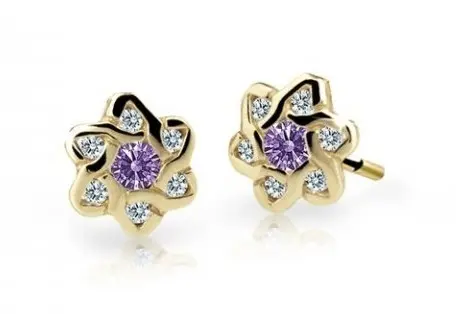 Cutie Jewellery Zlaté dětské náušnice C2149-30-X-1 fialová