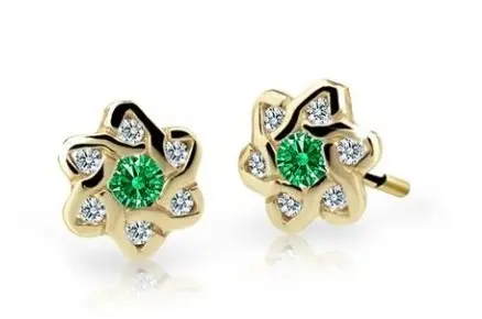Cutie Jewellery Zlaté dětské náušnice C2149-30-X-1 zelená