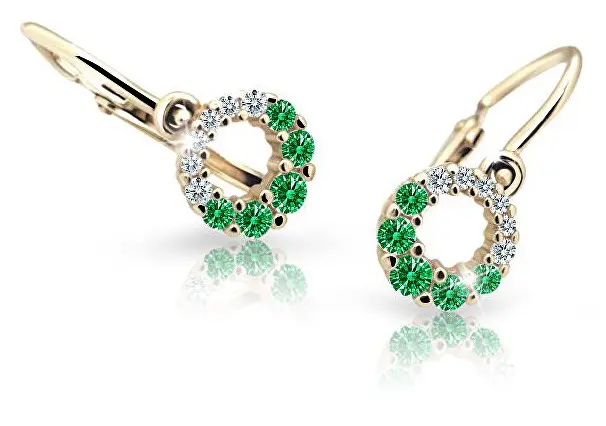 Cutie Jewellery Zlaté dětské náušnice C2154-10-X-1 zelená