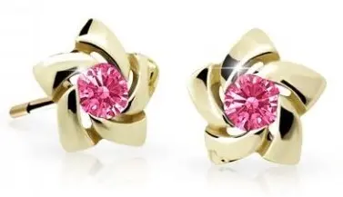 Cutie Jewellery Zlaté dětské náušnice C2201-30-X-1 fuchsiová