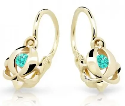 Cutie Jewellery Zlaté dětské náušnice C2218-10-X-1 světle zelená