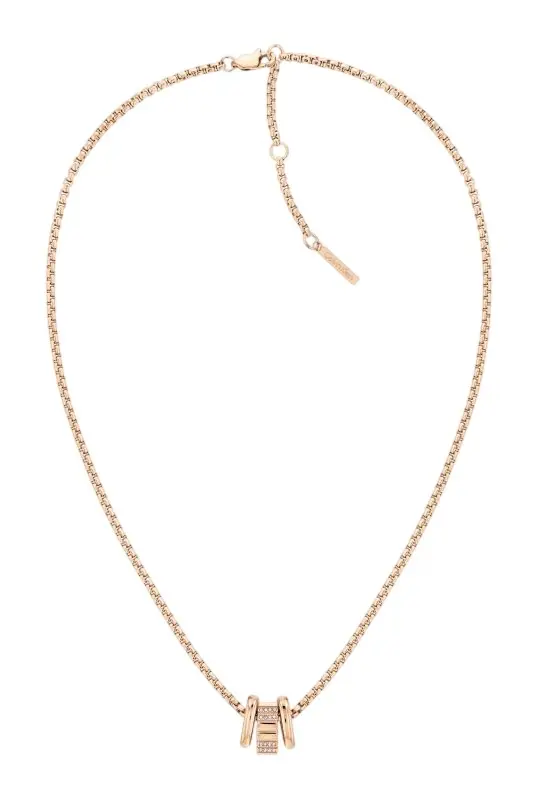 Calvin Klein Moderní bronzový náhrdelník z oceli s krystaly 35000366