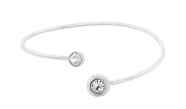 Calvin Klein Pevný otevřený náramek s krystaly Twisted Bezel Solitaire 35000773