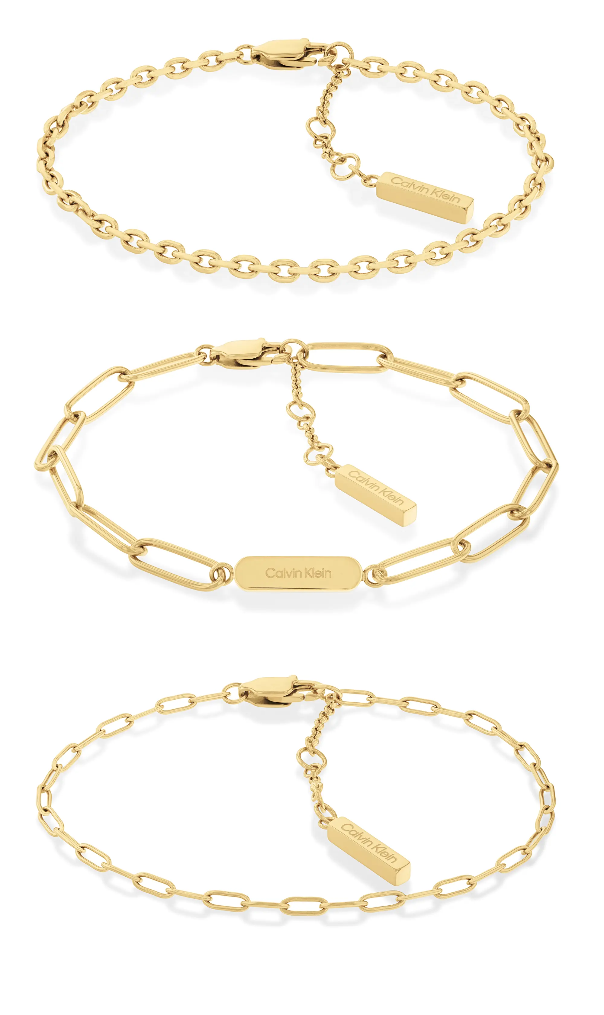 Calvin Klein Slušivá pozlacená souprava náramků Defiant 35000435 (3x náramek)