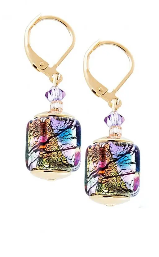 Lampglas Mysteriózní náušnice Gold Cubes s 24karátovým zlatem a ryzím stříbrem v perlách Lampglas ECU17