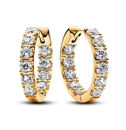 Pandora Elegantní pozlacené kruhy se zirkony Timeless Shine 263002C01