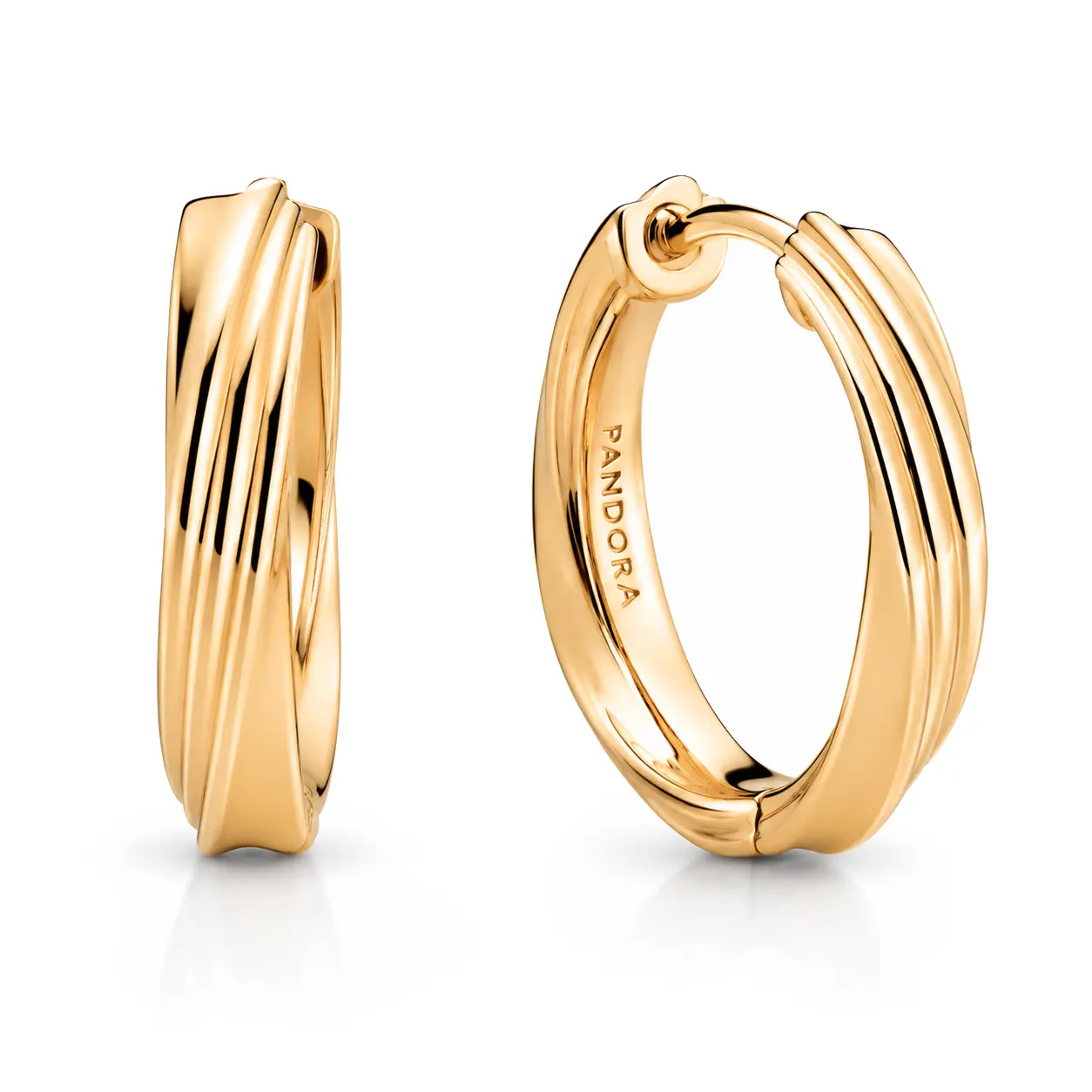 Pandora Kroucené pozlacené kruhové náušnice Essence Shine 263878C00