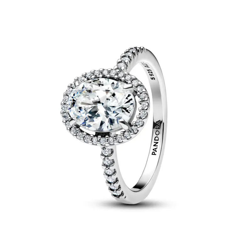 Pandora Luxusní prsten s oválnou třpytivou aureolou Timeless 193777C01 58 mm