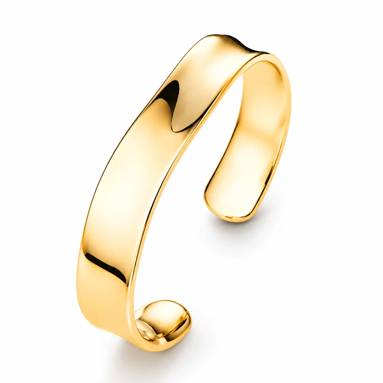 Pandora Pevný otevřený pozlacený náramek s organickým tvarem Shine Essence 563302C00
